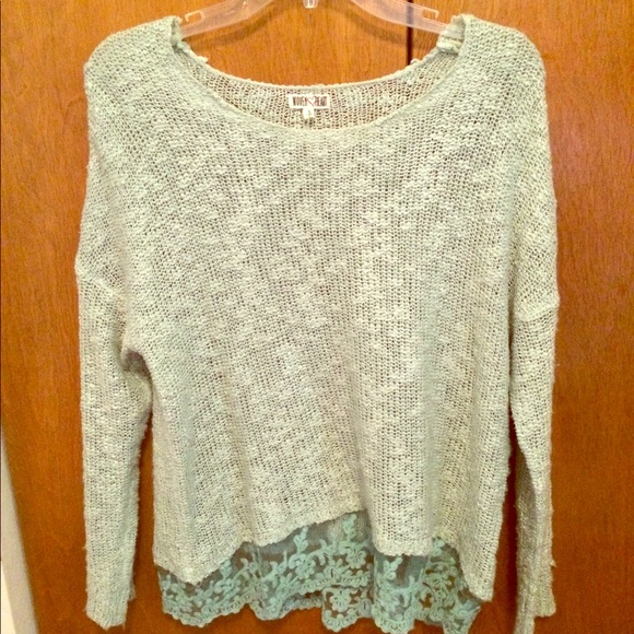 Woven Heart Sweaters - Teal Lacey Boutique Sweater